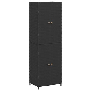 vidaXL Garden Storage Cabinet Black 59x40x180 cm Poly Rattan