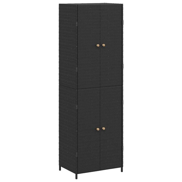 vidaXL Garden Storage Cabinet Black 59x40x180 cm Poly Rattan