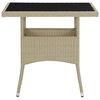 vidaXL Outdoor Dining Table Beige Poly Rattan and Glass