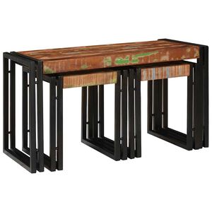 vidaXL Nesting Table 3 pcs Solid reclaim Wood and Metal
