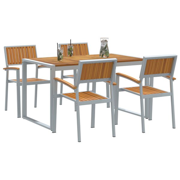 vidaXL Garden Dining Set 5 pcs Grey Solid Acacia Wood