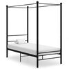 vidaXL Canopy Bed Frame without Mattress Black Metal 100x200 cm