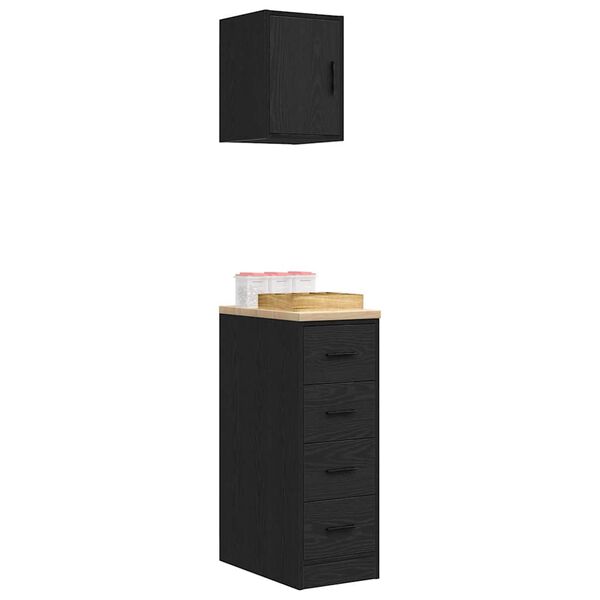 vidaXL Garage Cabinets 2 pcs Black Engineered Wood