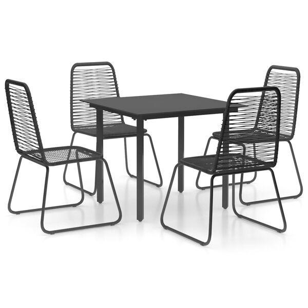 vidaXL 5 Piece Garden Dining Set PVC Rattan Black