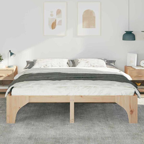 vidaXL Floor Bed Frame with Storage Brown 200 x 200 cm Solid pine wood