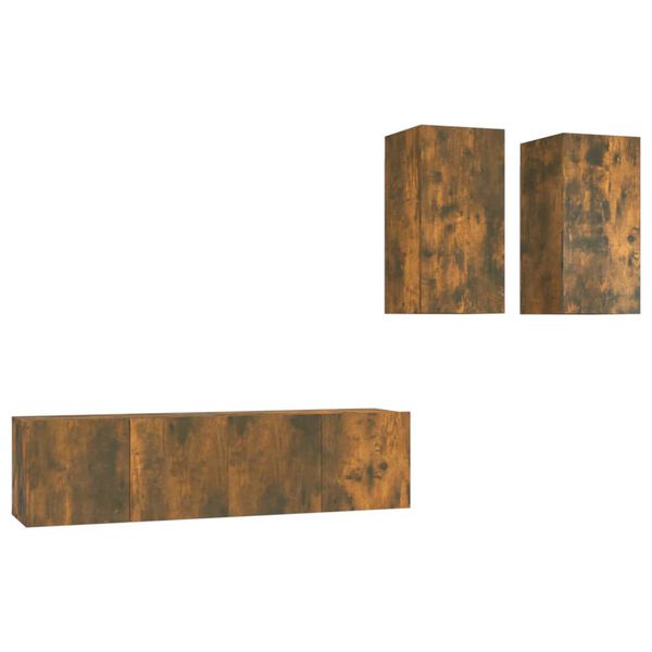 vidaXL 4 Piece TV Cabinet Set Smoked Oak Engineered Wood