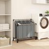 vidaXL Laundry Basket with Wheels 4 Compartments Grey