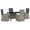 vidaXL Garden Dining Set 5 pcs Grey Poly Rattan
