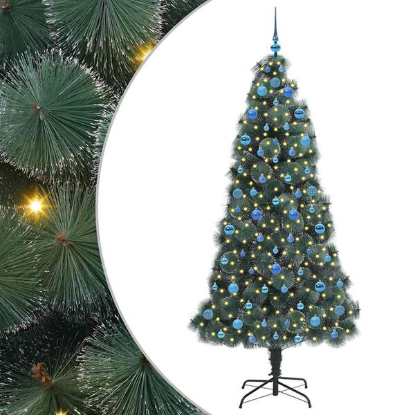 vidaXL Artificial Pre-lit Christmas Tree with Ball Set Green 210 cm
