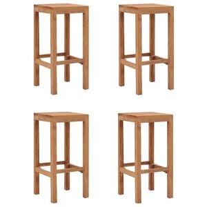 vidaXL Bar Stool | Set of 4 | Natural Wood | Solid Teak Wood | Durable