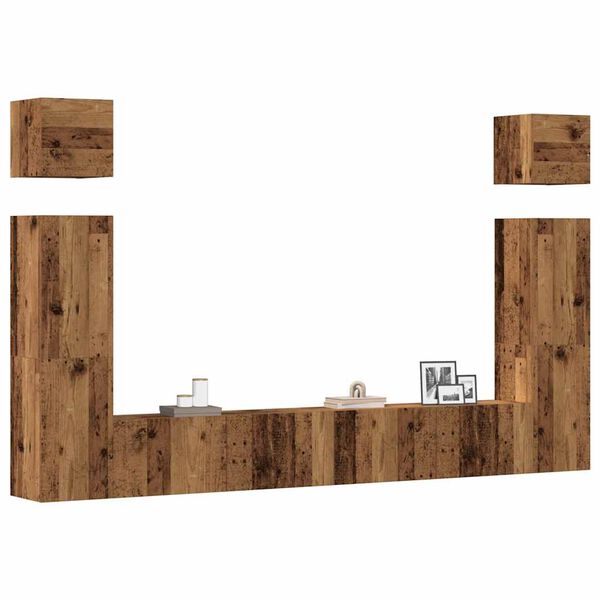 vidaXL 6 Piece TV Cabinet Set Wall-mounted Old Wood Engineered Wood