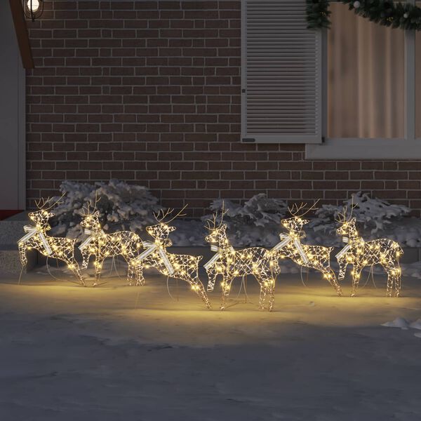 vidaXL LED Reindeers with 180 LEDs 6 pcs Gold PET