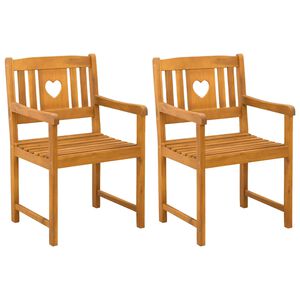 vidaXL Garden Chairs 2 pcs Natural Solid Acacia Wood