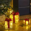HI LED Illuminated Christmas Giftbox with Red Ribbons 3 pcs
