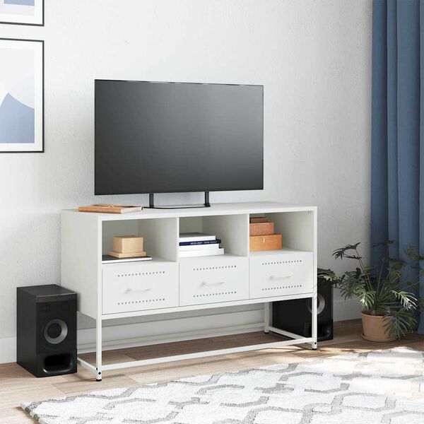 vidaXL TV Cabinet White 100.5x39x60.5 cm Steel