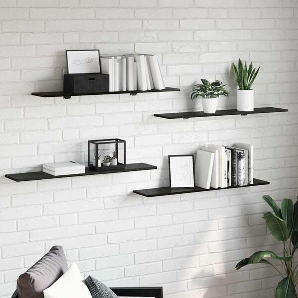 vidaXL Bookshelf Board 4 pcs Black 100 x 20 x 1.5 cm Engineered Wood