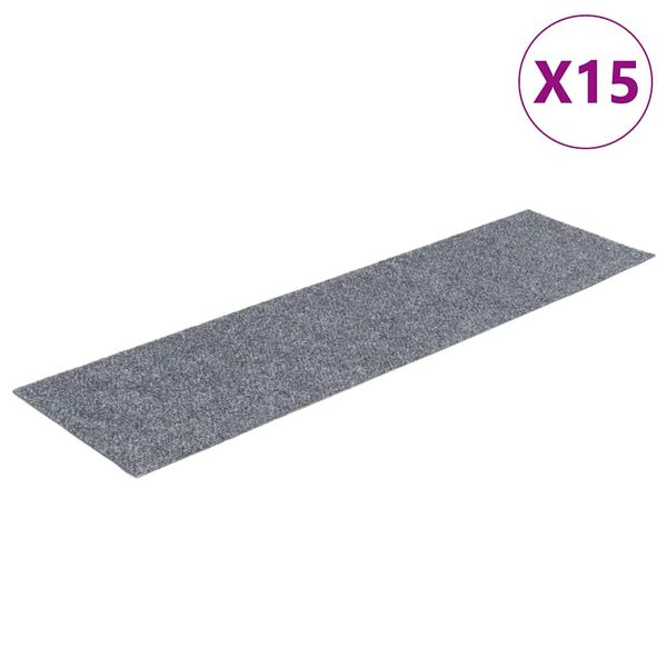 vidaXL Stair Mats Self-adhesive 15 pcs 76x20 cm Light Grey Rectangular