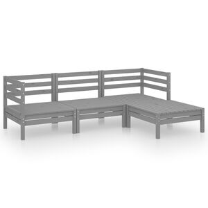 vidaXL 4 Piece Garden Lounge Set Solid Pinewood Grey