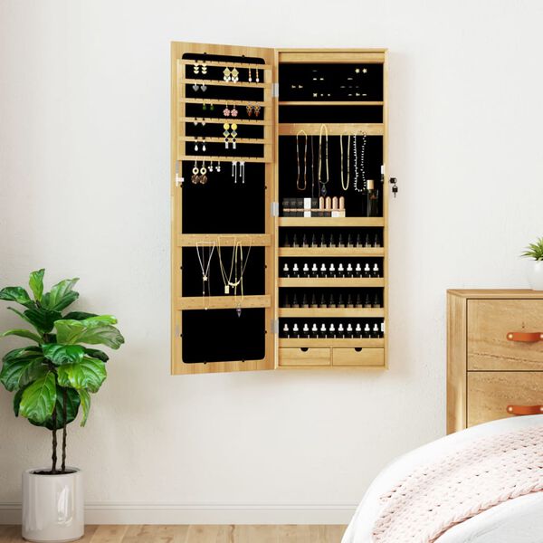 vidaXL Mirror Jewellery Cabinet with LED Lights Wall Mounted