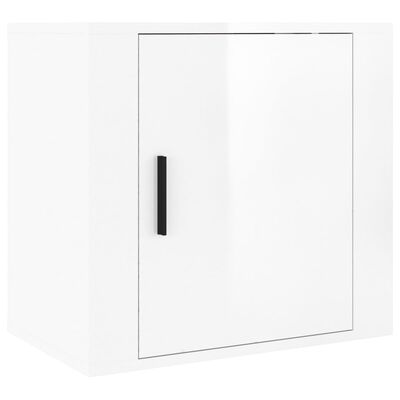 vidaXL Wall-mounted Bedside Cabinet High Gloss White 50x30x47 cm