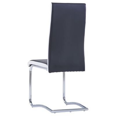 vidaXL Cantilever Dining Chairs 2 pcs Black Faux Leather