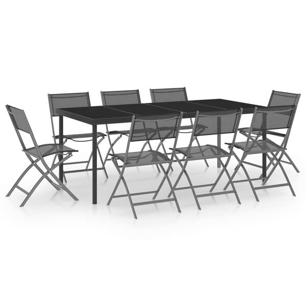 vidaXL 9 Piece Outdoor Dining Set Steel