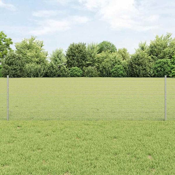 vidaXL Fence with Post Silver 0.6 x 10 m Steel