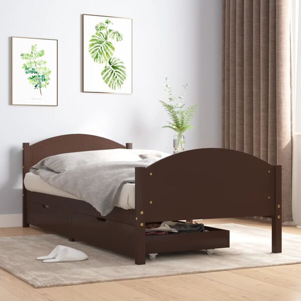 vidaXL Bed Frame without Mattress Dark Brown 100x200 cm Solid Wood