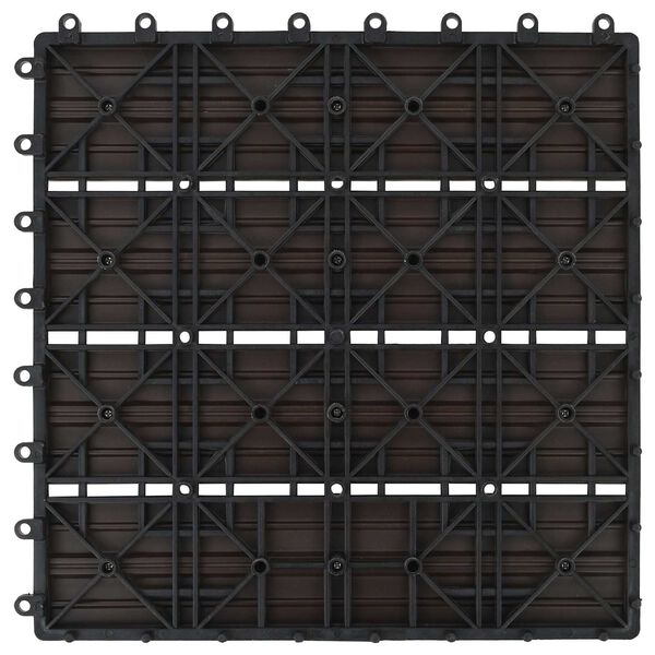 vidaXL Decking Tile 11 pcs Dark Brown 30 x 30 cm WPC