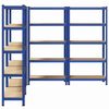 vidaXL 5-Layer Storage Shelves 4 pcs Blue Steel&Engineered Wood