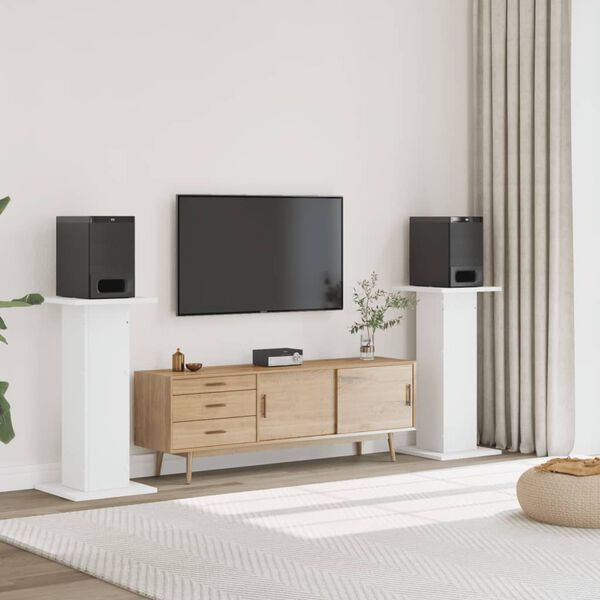 vidaXL Speaker Stands 2 pcs White 30x30x95 cm Engineered Wood
