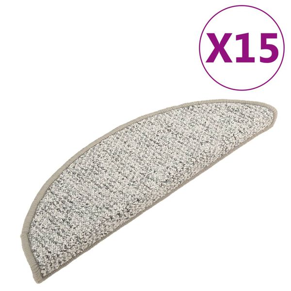 vidaXL Carpet Stair Treads 15 pcs Light Grey 56x17x3 cm