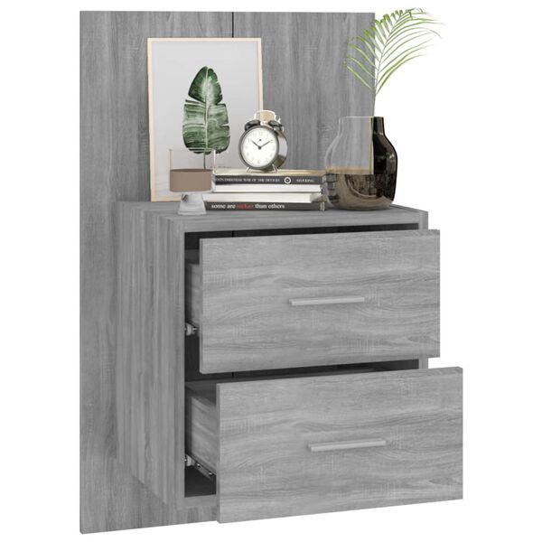 vidaXL Wall-mounted Bedside Cabinets 2 pcs Grey Sonoma