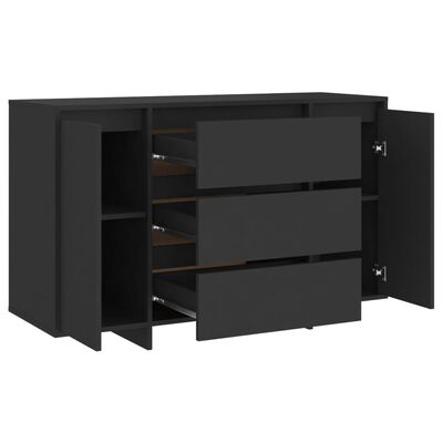 vidaXL Sideboard with 3 Drawers Black 120x41x75 cm Engineered Wood