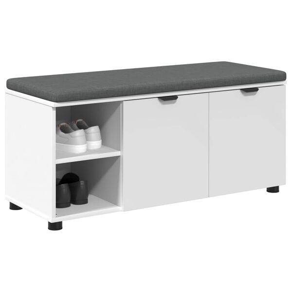 vidaXL Hall Bench White 100 x 38 x 46 cm Engineered Wood and Fabric