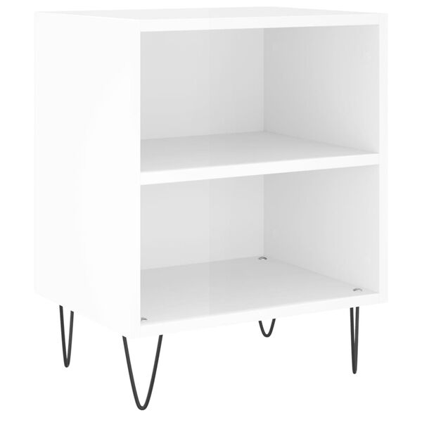 vidaXL Bedside Cabinet High Gloss White 40x30x50 cm Engineered Wood
