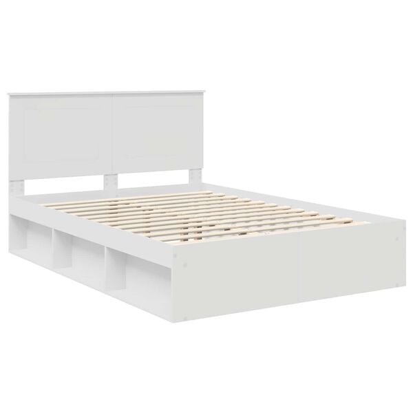 vidaXL Bed Frame with Headboard White 150 x 200 cm Solid Pine Wood