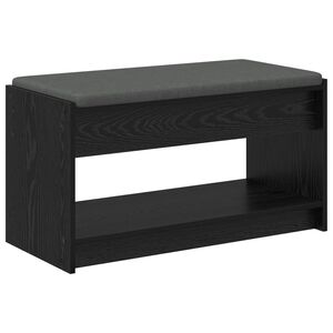 vidaXL Hall Bench Black Oak 83 x 38 x 45 cm Engineered Wood and Fabric