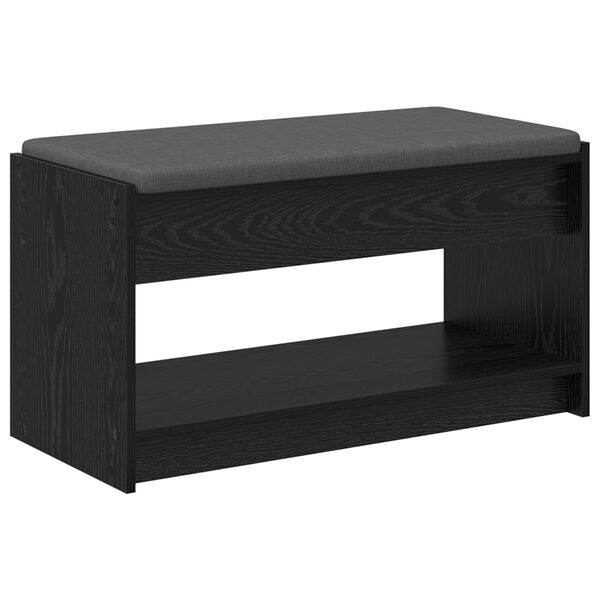 vidaXL Hall Bench Black Oak 83 x 38 x 45 cm Engineered Wood and Fabric