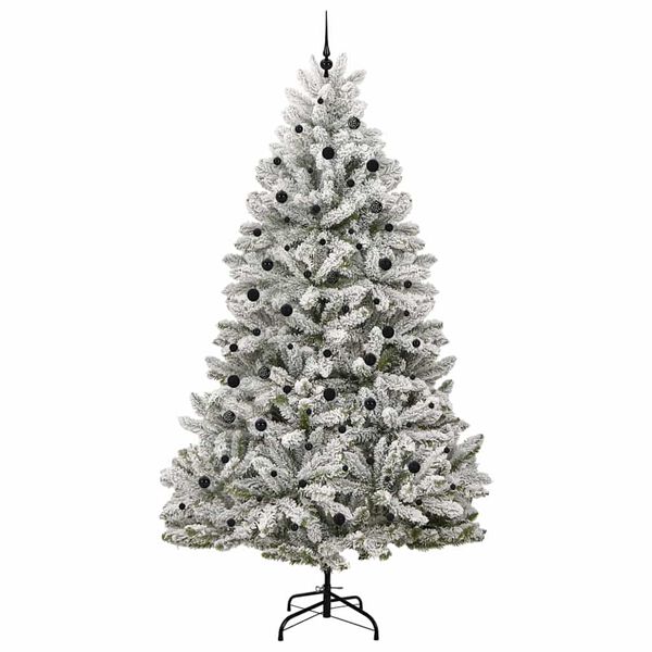 vidaXL Artificial Christmas Tree Green and White 300 cm PVC and Metal