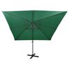 vidaXL Cantilever Garden Parasol with Pole and LED Lights Green 300 cm
