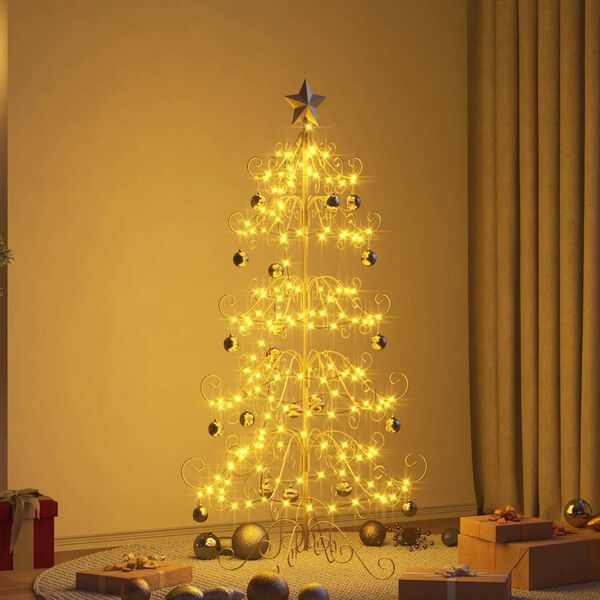 vidaXL Metal Christmas Tree with Stand Gold 150 cm Powder-coated Steel