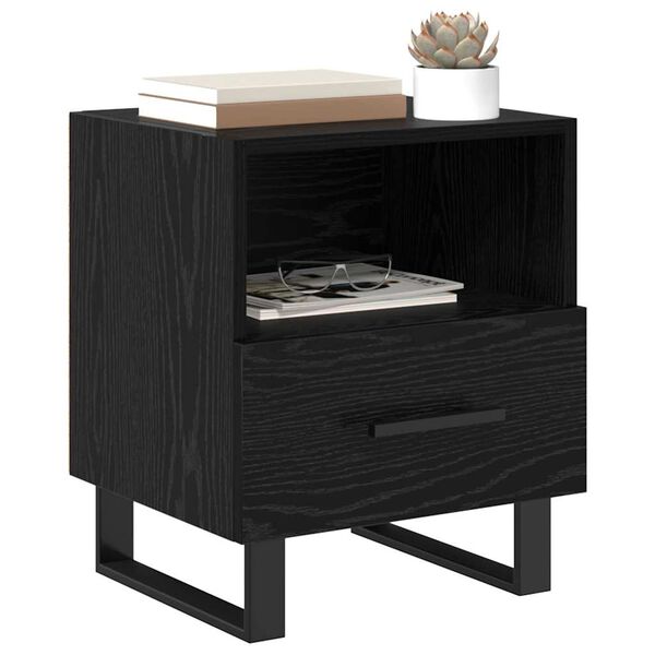 vidaXL Bedside Cabinet Black Oak 40 x 35 x 47.5 cm Engineered Wood