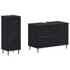 vidaXL 2 Piece Bathroom Cabinet Set HAARLEM Black Engineered Wood