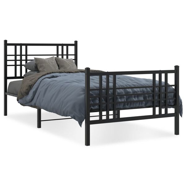 vidaXL Metal Bed Frame without Mattress with Footboard Black 100x200cm