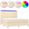 vidaXL Box Spring Bed with Mattress&LED Cream 160x200 cm Fabric