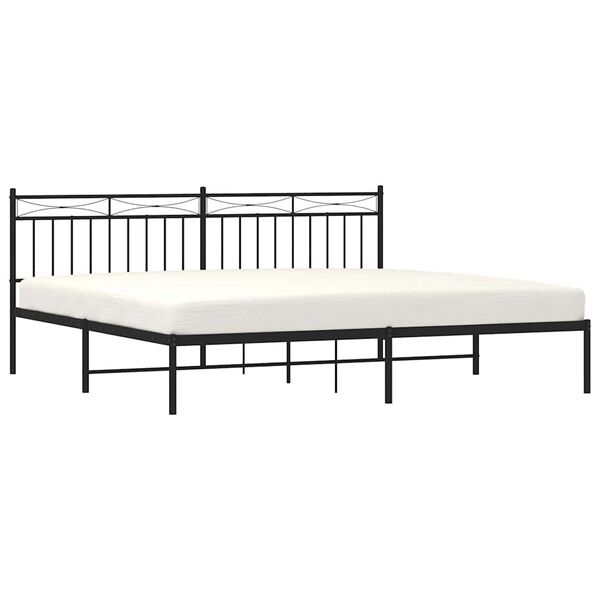 vidaXL Metal Bed Frame without Mattress with Headboard Black 193x203cm