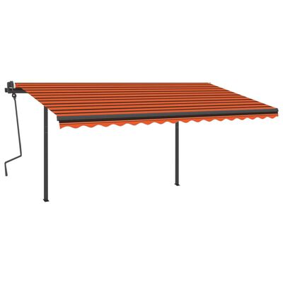 vidaXL Manual Retractable Awning with LED 4x3.5 m Orange and Brown