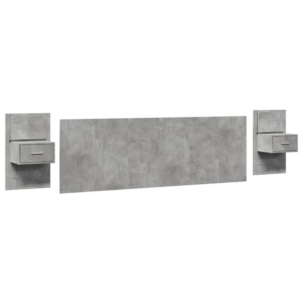 vidaXL Bed Headboard with Cabinets Concrete Grey 240 cm Engineered Wood
