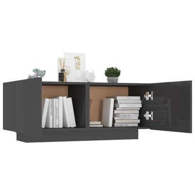 vidaXL Bedside Cabinet High Gloss Grey 100x35x40 cm Engineered Wood